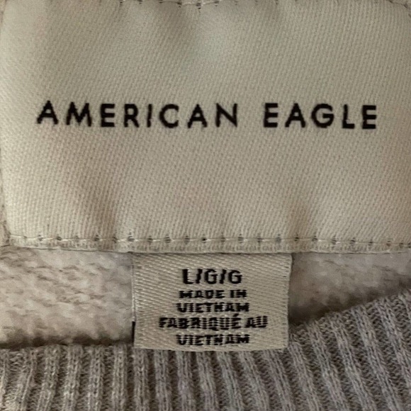 American Eagle Camo Cropped Sweatshirt Raglan Sleeve Gray White Large Lo… - Picture 6 of 10